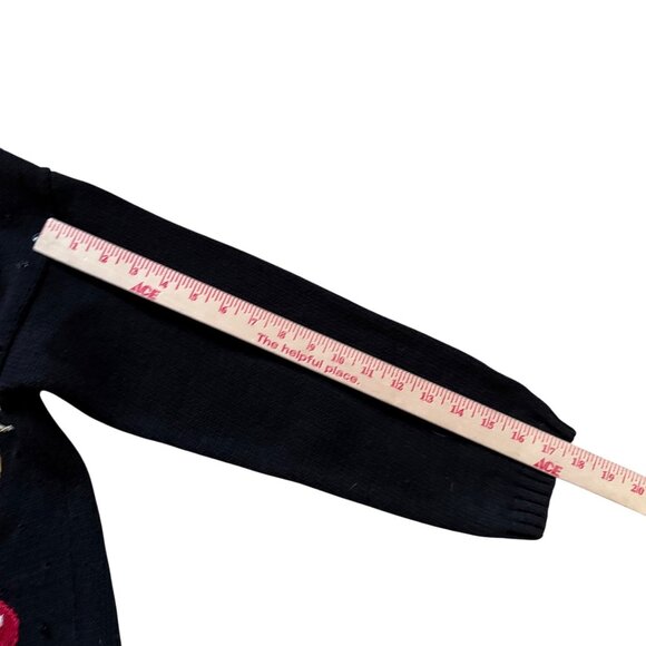 Vintage B.P. Design Christmas Sweater Cardigan Large Black With Embroidered Sled - Picture 3 of 9